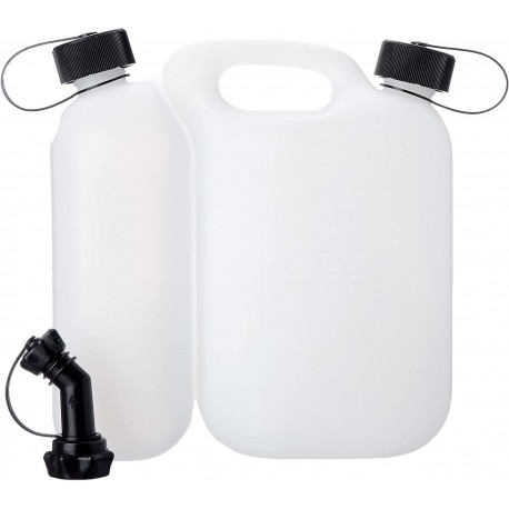 Kanister na benzín 5 l a kanister na olej 3 l biely s dávkovačom 