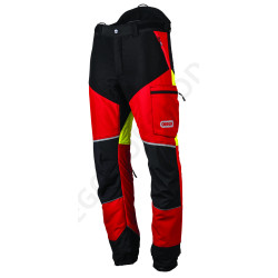 Protiporezové nohavice OREGON ČERVENÁ / ŽLTÁ trieda 1 (695600)