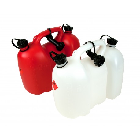 Kanister na palivo 6 l a kanister na olej 3 l FIORDLAND biely s plniacim hrdlom 