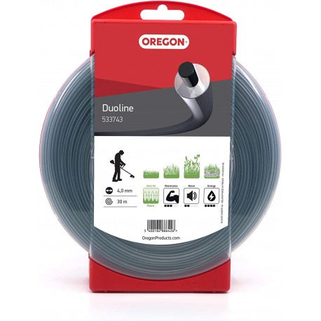 Vysoko odolná struna Oregon s uhlíkovým stredom . Vhodná na kosenie nízkej a vysokej trávy a buriny. Poradí si aj s bodliakmi.